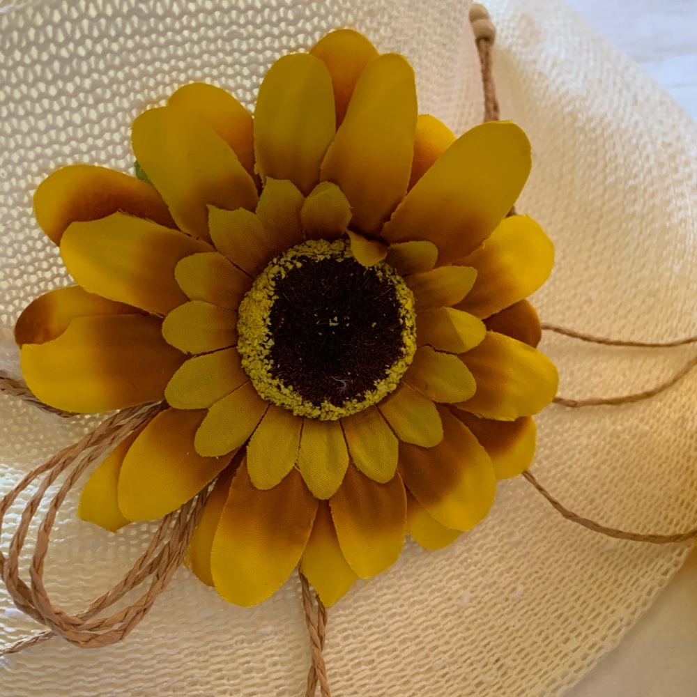 Sunflower Boho Floppy Beige Straw Hat - Picture 8 of 11